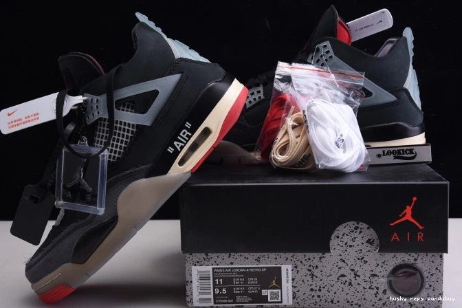 Rep Husky Retro 4 Off CV9388-001 White Bred Air Jordan x 0709